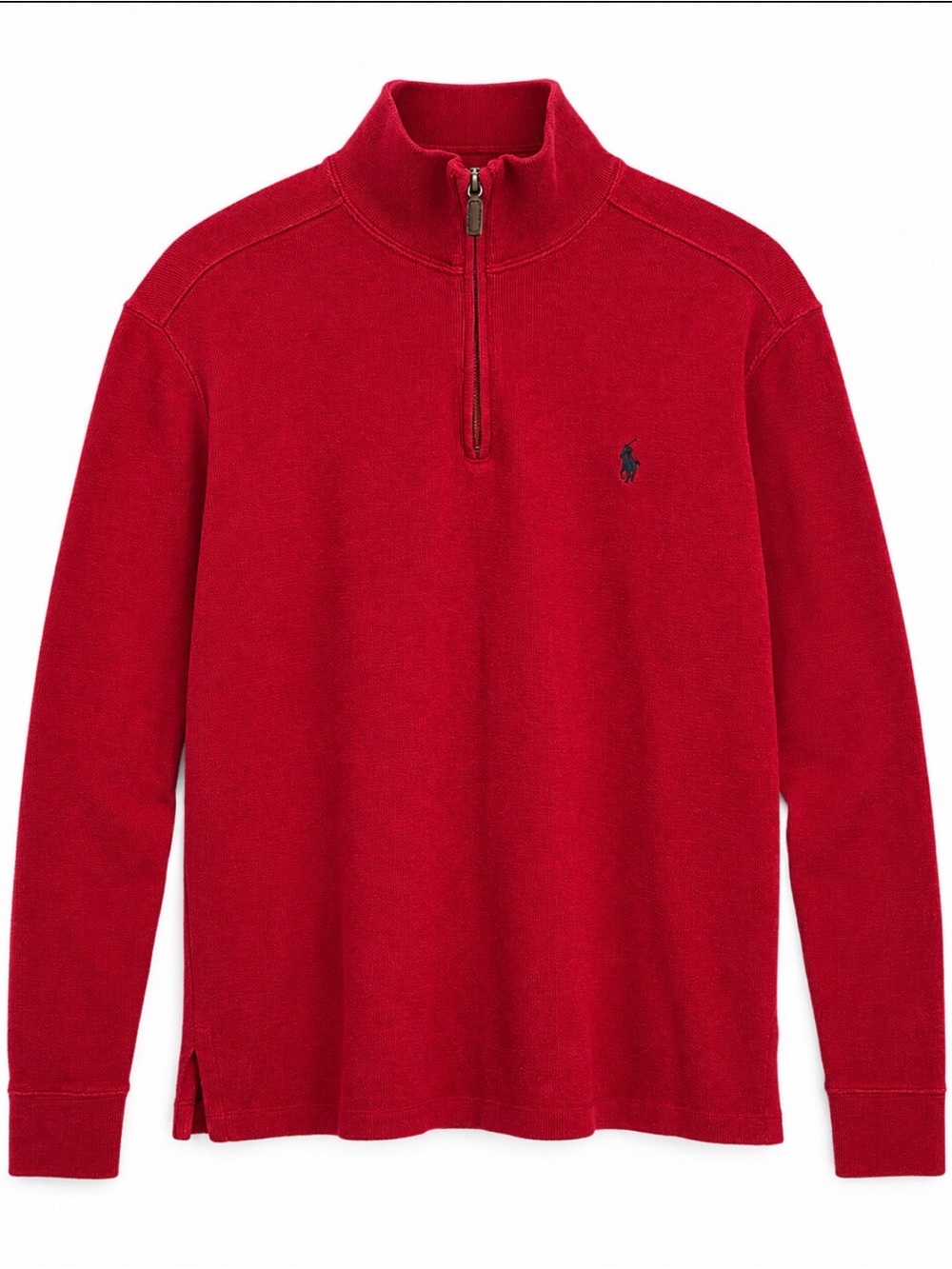 Ralph Lauren Red Cotton Quarter Zip Sweater Medium